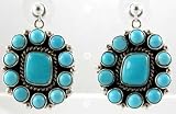 Turquoise and Sterling Silver Santa Fe Style Cluster Earrings, #10837