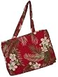 Quilted Beach Bag and Pareo 3 Piece Set, Palm Fronds on Maroon