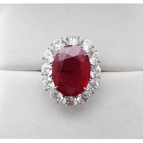 Platinum Natural Burma Ruby and Diamond Ring by Almaz