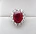 Platinum Natural Burma Ruby and Diamond Ring