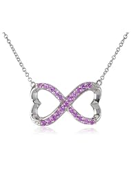 Sterling Silver Created Pink Sapphire Infinity Heart Necklace, 18"