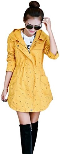 Ann Market Women's Autumn Spring Printing Hooded Military Jacket Parka Coat