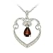 Sterling Silver Dangling Garnet & Diamond Accent Open Heart Necklace