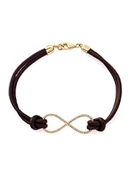Victoria Kay 1/5ct TWT White Diamond 14k White Gold Infinity Loop Black Leather Bracelet (JK, SI2-SI3), 7"