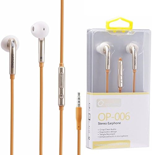 Optionz Headphone with Microphone Earphone Stereo Headset for All Android Phones (Compatible with Samsung, HTC, LG, Motorola, Alcatel, ZTE, and all Android Phones) (Gold)