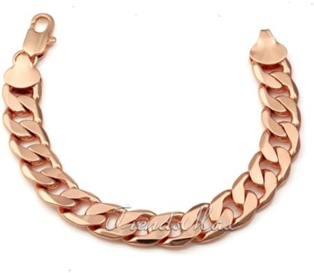 TKC 18K Rose Gold Filled Link Bracelet Huge Super Cool Mens Boys Chain 12mm