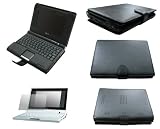 2n1 Bundle - Premium Leather Carrying Case + Screen Protector + Microfiber Cloth for Asus Eee PC Eeepc 2G 4G 8G Surf Galaxy - (Asus Eee NOT included)