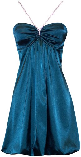 Satin Crystal Halter Bubble Mini Dress Prom Cocktail Holiday Gown - XL