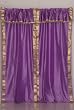 Pair Lavender sari curtains with attached beaded valance