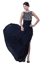 Jeweled Shirred Beaded Chiffon Evening Dress/Prom Dress  with a Brush/Sweep Train 