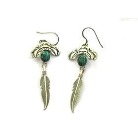 Click here to buy Native American Handmade Hallmarked with Ajm Sterling Silver Earrings Malachite by Roger Enterprises.