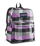 JanSport Classics Series Superbreak Backpack (Grey Tar/Purple Slick Parson Plaid)