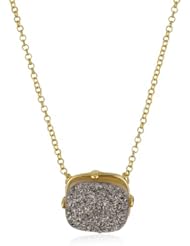 Marcia Moran "Illume" Titanium Druzy Cube Pendant Necklace 18k Gold-Plated Necklace, 17"