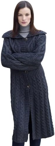 100% Soft Irish Merino Wool Charcoal Gray Fashion Flared Coat, Charcoal, Small