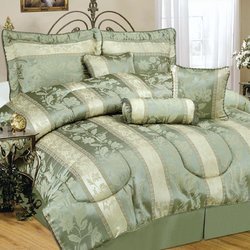 New Wyndham House 7pc Jacquard King Size Comforter Set Assorted Beige Brown Burgundy Sage Light Blue