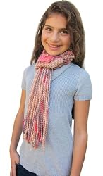 Handmade Soft Acrylic Scarf - One-of-a-kind in Young Style - Meadow Roses (Girls Large/Teens/100% Hand-knitted)