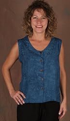 Button Blouse - Embroidered Rayon, Teal. Spring Sale!