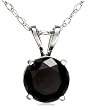 14k White or Yellow Gold Black Diamond Solitaire Pendant (1 cttw)