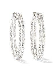 5.00 ct Ladys Double Round Cut Diamond Hoops Earrings in 18 karat White Gold