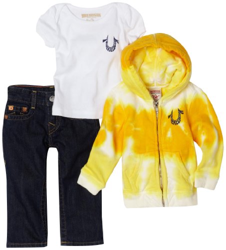 True Religion Baby 3 Piece Gift Box Set, Pineapple Candle, 6-12 months