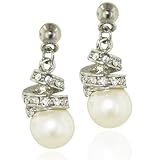 Twirl Studded Faux Pearl Dangle Earrings