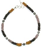 Charm Necklace with Multi Gems in Silver 18.5  - India Jewelry (gnklc150)
