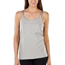 Gilligan and O'Malleyandreg; Womens Full Sling Long Nursing Tank - Heather Grey