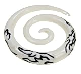 BONE PLUG WHITE SPIRAL WITH BLACK DESIGN 00g - Sold Individually