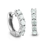 14k White Gold 5 Stone Natural Diamond Hoop Earrings (G, SI2, 1.00 cttw)-Certificate of Authenticity