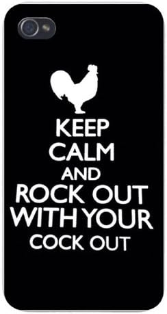 Apple Iphone Custom Case 5 5s Snap on - "Keep Calm and Rock Out With Your Cock Out" Rooster Black & White