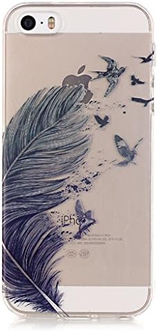 iPhone 5 Case, iPhone 5S Clear Case, Terutto Colored Feathers Ultra Thin Clear Soft TPU Case for Apple iPhone 5 5S