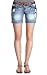 WallFlower Juniors Belted Mid Thigh Destructed Denim Shorts