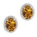 1.75 Ct Oval Orange Tourmaline and White Diamond 18k White Gold Earrings