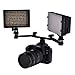 Neewer 7'/18cm Dual Mount Bracket Arm with 2 Cold Shoe Solid Steel for CN-160, CN-126, CN-216 and Other Off Camera Video Lights, Speedlite Microphones or Monitors on Cameras and Camcorders