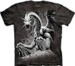 Black Dragon T-Shirt 100% Cotton Short Sleeve Shirt Pre-Shrunk. Black,Large