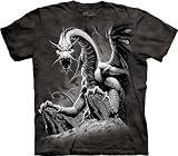 Black Dragon T-Shirt 100% Cotton Short Sleeve Shirt Pre-Shrunk. Black,Large