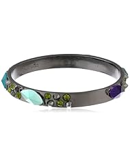 Kensie "Watch The Stars" Hematite-Plated Stone Bangle Bracelet, 2.78"