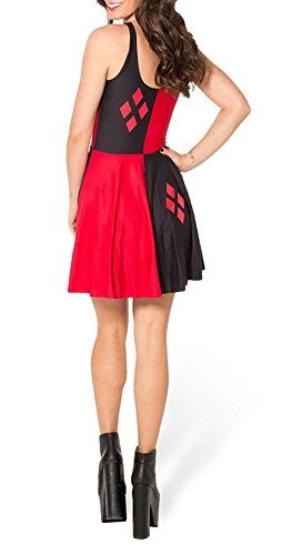 Jescakoo Women's Reversible Printed Stretchy Spandex Skater Dress