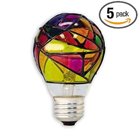 GE 46645-5 25-Watt Stained Glass Light Bulb, 5-Pack by General Electric