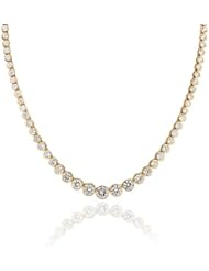 Bling Jewelry Gold Vermeil Graduated Round CZ Tennis Necklace 17in
