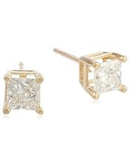 IGI Certified 10k Gold Princess-Cut Diamond Studs (3/4 cttw, J-K Color, I2-I3 Clarity)