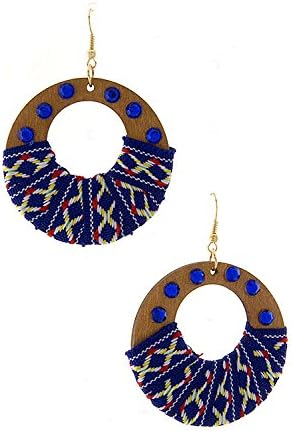 VICTORIA KORS TRIBAL-INSPIRED CUTOUT CIRCLE EARRING (Blue)