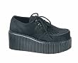 CREEPER 3 Inch Fur Platform Goth Shoe Creeper Shoe Black Fur Demonia