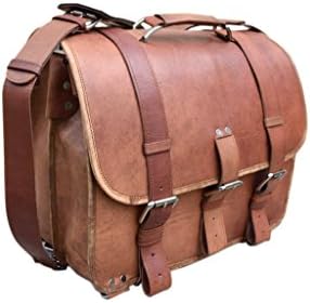Rust Leather Large Saddle Bag BackPack and Rucksack Laptop Backpack Laptop Briefcase Leather Backpack17x12x8 Inches Brown / Tan