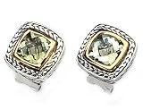 Green Amethyst Gemstone 4.5 Carat (ctw) Earrings in Sterling Silver with 14K Gold Accents