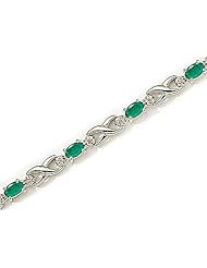 14kt Yellow Gold Oval Emerald and Diamond Bracelet