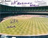 Andre Thornton, Bob Kennedy, Mel Harder, Bob Feller, Ray Boone, Al Rosen, & Tito Francona autographed/Hand Signed Cleveland Indians Municipal Stadium 8x10 Photo