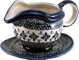 Polish Pottery Gravy Boat with Saucer 1530-du60