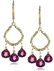 Dana Kellin Small Open Heart Shape Earrings with Vibrant Pink Quartz Brio Drop Earrings