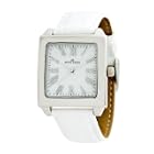 AK Anne Klein Women's Silvertone White Croco-Grain Leather Watch #108211MPWT